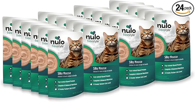Nulo Freestyle Wet Cat Food 24 Pack Mousse, Smooth as Silk Texture with High Animal-Based Protein for Complete and Balanced Nutrition Your Kitten to Senior Cat will Crave