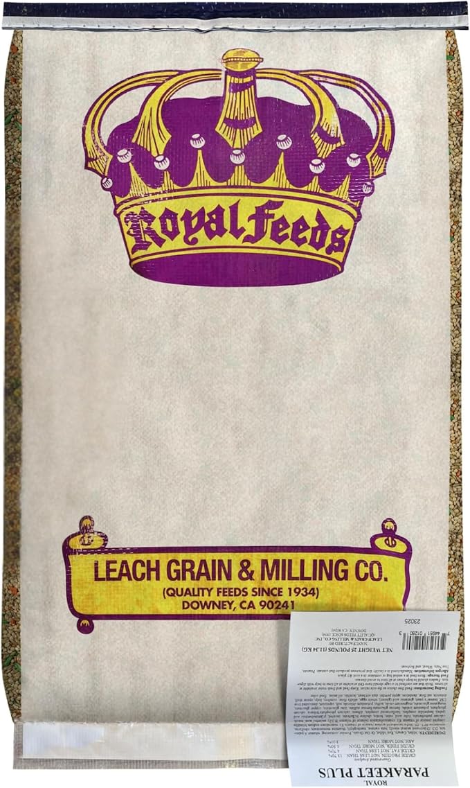 LEACH GRAIN & MILLING CO. Parakeet Plus, 25 lbs Premium Parakeet Bird Food, Nutrient-Rich Blend, No Waste Bird Seed for Outside Feeders, Birdseed with Vitamins & Minerals, Supports Energy & Growth
