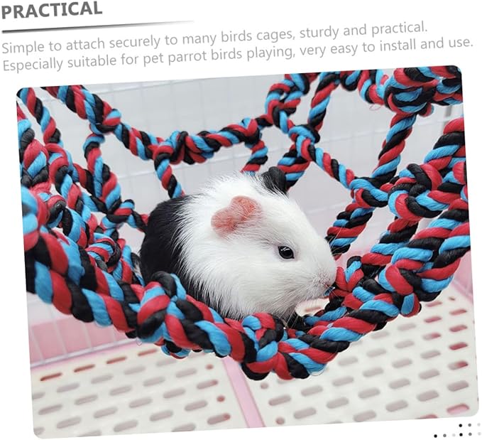 LIOOBO 2Pcs Bird Hammock Net for Parrots Hamsters Portable Hanging Bed Bird Cage Easy to Install Promotes Exercise Coordination for Pets