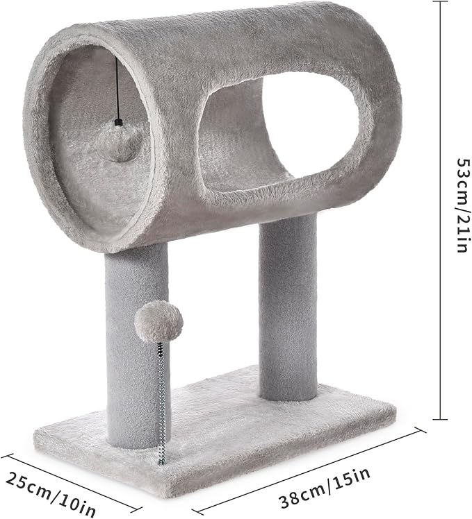 Cat Craft Scratching Post 20.5" Cat Tree with Tunnel Carpet Cat Tower Kitten Tree Cat Tree with Hanging Ball for Indoor Cat, Grey