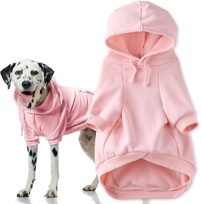 Pet Passion Rocky II - The Extra Comfy Hoodie, Organic Cotton and Recycled Poly Dog Hoodie Pet Coat Sweater for Small, Medium, Large Dogs, Pink, Medium