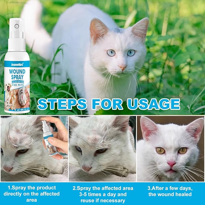 JoanofArc Wound Spray for Pets, Dog Wound Care Hydro, Helps with Itch, Bites, Gentle Non-irritating, Wound Care for Dogs Cats, 30ml