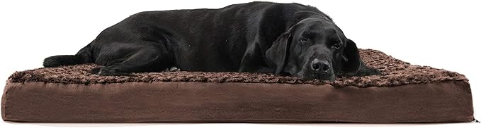Furhaven Orthopedic Dog Bed for Large Dogs w/ Removable Washable Cover, For Dogs Up to 95 lbs - Ultra Plush Faux Fur & Suede Mattress - Chocolate, Jumbo/XL