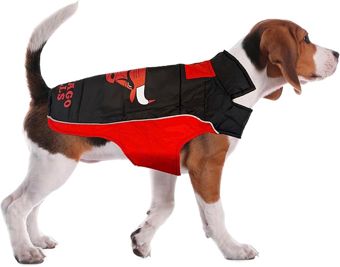 NBA Chicago Bulls Puffer Vest for Dogs & Cats, Size Large. Warm, Cozy, and Waterproof Dog Coat, for Small and Large Dogs/Cats. Best NBA Licensed PET Warming Sports Jacket