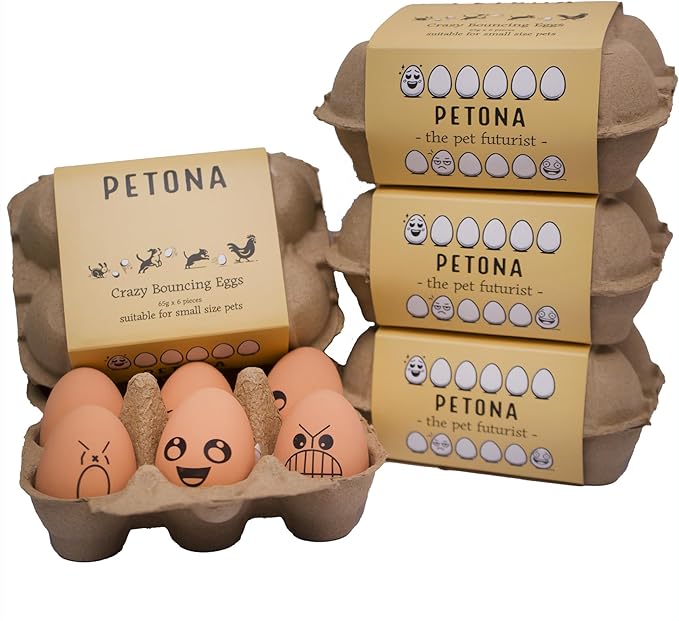 Easter Soft Rubber Bouncy Eggs Bouncy Balls Pet Toys, Interactive Fetch Bouncing Balls Dog Bite Cat Teeth Toy, Puppy Toys 6 PCs, Funny Happy Face
