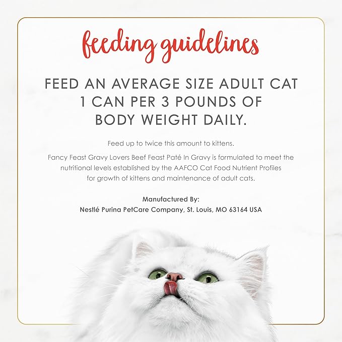 Purina Fancy Feast Gravy Lovers Beef Feast Pate in Wet Cat Food Gravy - (Pack of 24) 3 oz. Cans