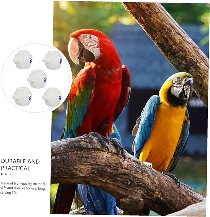 Abaodam 5pcs Large Blue and White Porcelain Style Parrot Food Bowls for Bird Cage Feeding, Round Bird Dish Cups for Parakeets, Cockatiels, and Conures in Pet Supplies