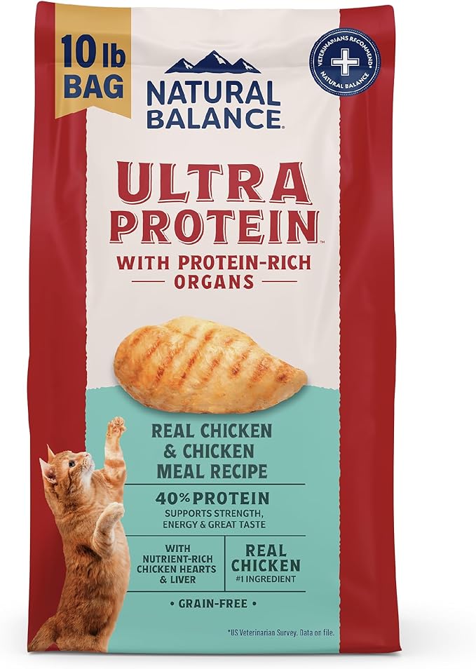 Natural Balance Ultra Protein Dry Cat Food, Real Chicken & Chicken Meal Recipe with Protein-Rich Organs - 10 lbs.