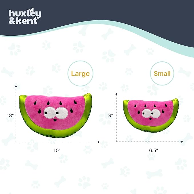 Huxley & Kent Funny Dog Toy w/Squeaker – Power Plush Squeaky Dog Toys for Small, Medium & Large Dogs – Soft Stuffed Animal for Indoor Play & Fetch - Fetchies® Walter Melon, Small