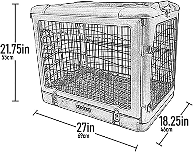 Pet Gear “The Other Door” 4 Door Steel Crate for Dogs/Cats with Garage-Style Door, Includes Plush Bed + Travel Bag, No Tools Required, Sand Dune, 27 Inch