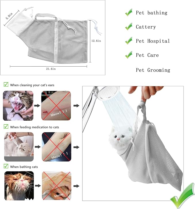 Anti-Scratch Silicone Cat Shoes, Adjustable Multifunctional Anti-Bite Shower Net, Cat Grooming Mesh Bag, Pet Medical Shoes