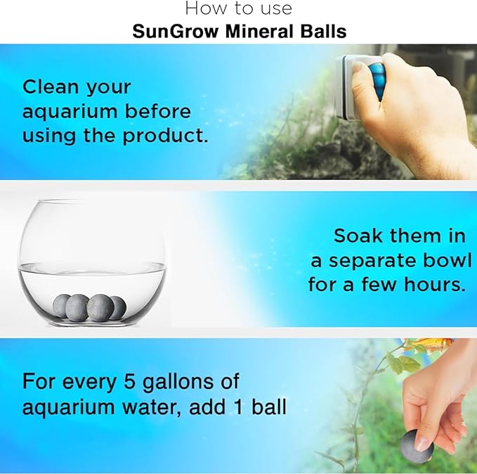SunGrow Shrimp Aquarium Decor Balls, Freshwater Tank Ornamental Stones, Shedding Assistance, Tank Enhancement, Ideal for Crayfish, Lobsters, and Snails 0.4", 20 Pcs
