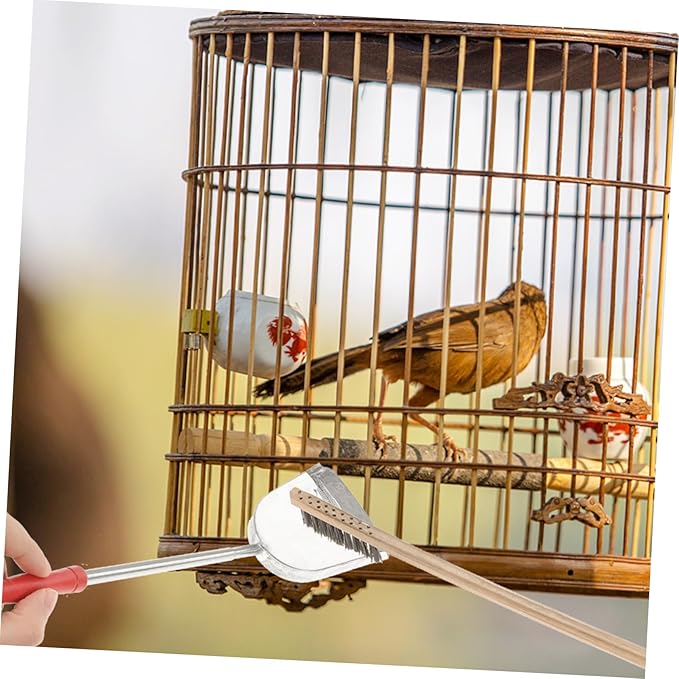 Abaodam 2pcs Bird Cage Cleaning Tools Set Brush Shovel for Parrot and Birds Efficient Waste Removal for Tidy Habitats Essential Pet Supplies