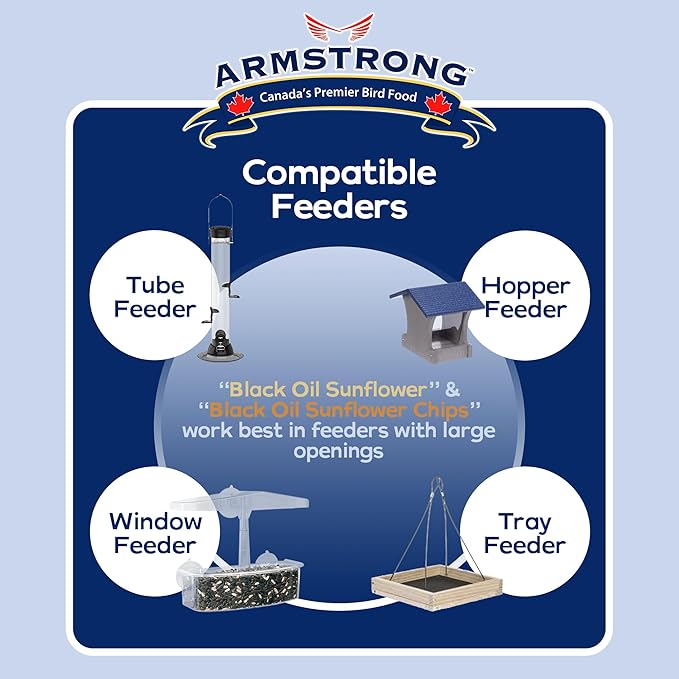Armstrong Wild Bird Food Combo Pack Black Oil Sunflower Bird Seed, 25 Pounds and Black Oil Sunflower Chips, 4 Pounds Ideal for Outside Feeders