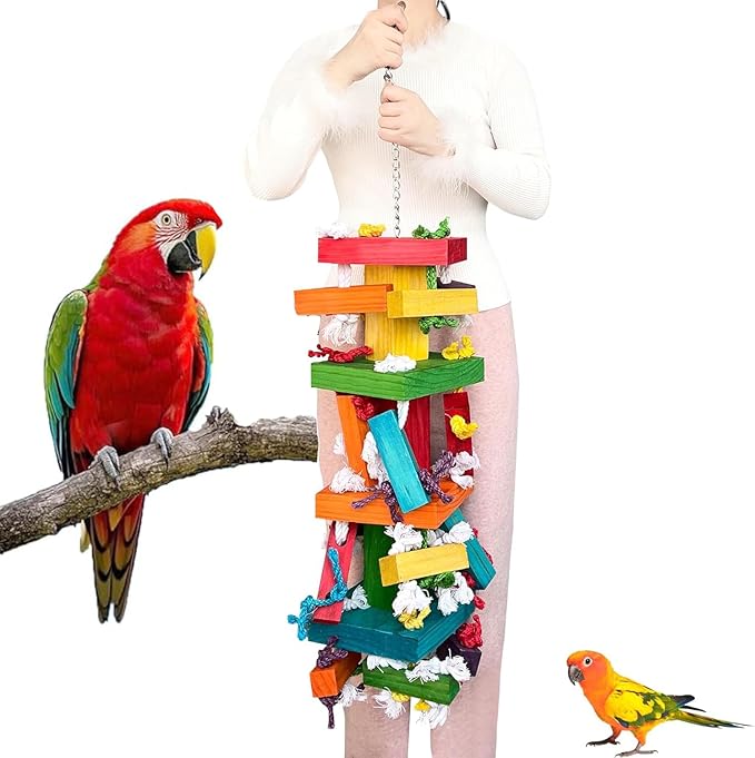 35" Extra Large Parrot Toys - Chewable Foraging Toys for Macaws, African Grey, Amazon Parrots - Durable Bird Cage Accessories Gift