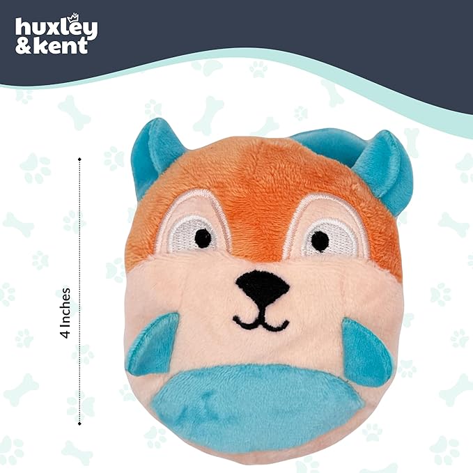 Huxley & Kent Funny Dog Toy w/Squeaker – Power Plush Squeaky Dog Toys for Small Dogs – Durable Small Stuffed Animal for Indoor Play & Fetch - Tiny Tuff Nutty Buddy