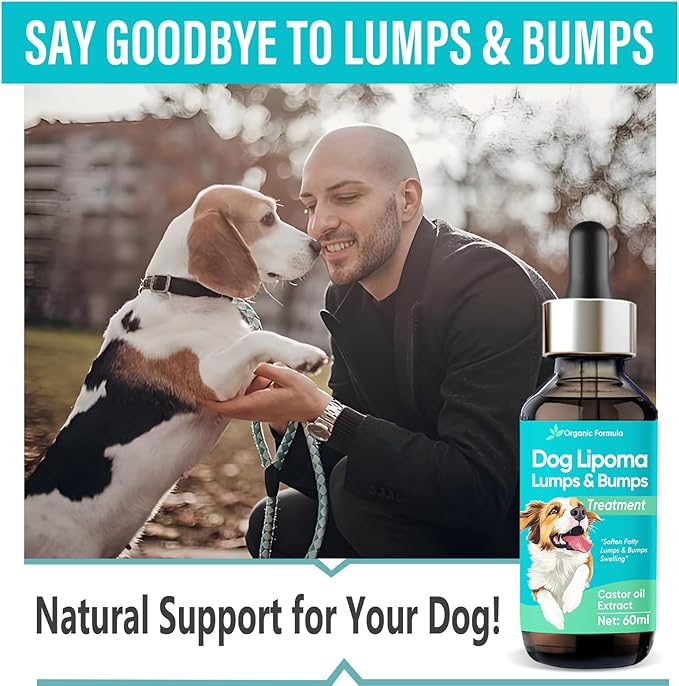 Lipoma Treatment for Dogs Cats - Lipoma Treatment Targets Guard for Dogs Lumps and Bumps, Castor Oil with Reishi & Turkey Tail Mushrooms to Lipoma Reduction & Boost Immune Health, 60ML