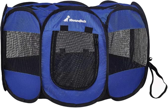XianghuangTechnology Soft Fabric Portable Foldable Pet Dog Cat Puppy Playpen, Indoor/Outdoor use Pet Kennel Cage D31.5 x H23 inch (Navy Blue)