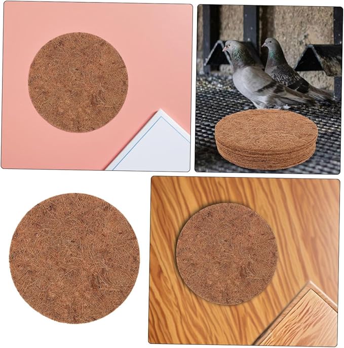 10pcs Coconut Fiber Pads Pigeons Nesting Pad Small Animals Nesting Material Washable Bird Cage Liners for Chicken Parakeet Cage Accessories