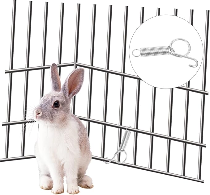 Kisangel 10pcs Cage Door Fixed Hook Feeder Spring Hook for Rabbit Bird Cage Pet Accessory Galvanized Material