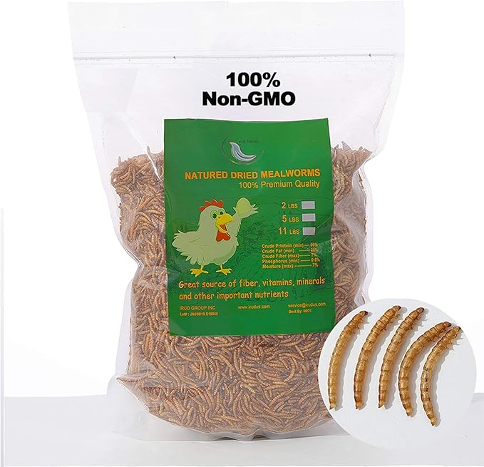 11LB Non-GMO Dried Mealworms, 100% Natural Large Size No Moisture, Mealworms for Chickens, Birds, Hedgehog, Hamster, Fish, Reptile, Turtles