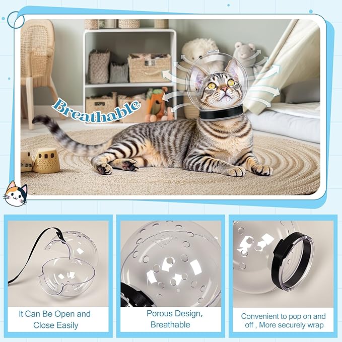 Chunful Cat Muzzle for Grooming, Cat Helmet and Wrap for Cutting Nails, M Size Adjustable Mask, 27.6" Anti-Escape Calming Swaddle Cloth, Bathing Shaving Anti-Scratch Pet Tools(Animal)