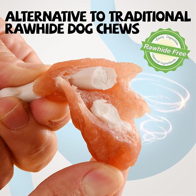 Dog Treats Chews Rawhide Free Real Chicken Calcium Bone Snacks, Teeth Clean Breath Fresh Dog Training Treats