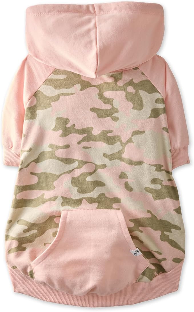 Pet Passion Rocky – The Original Lightweight Hooded Tee 100% Organic Cotton Dog Hoodie Pet Coat Sweater for All Sized Dogs, Pink Half Camo, Small (10-25 lbs)
