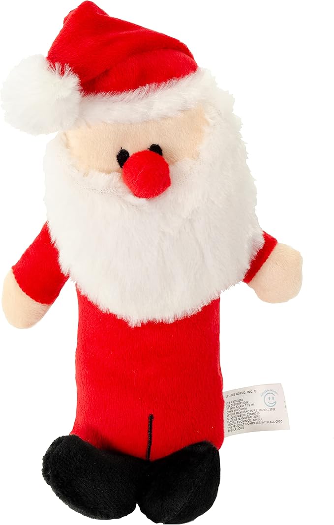 Giftable World Holiday Plush Pet Toy Fun for Christmas Designs Cat Play Toy (10" Santa Kicker Toy)