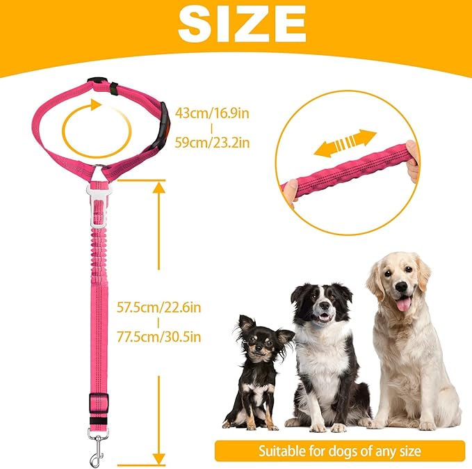 2-Pack Dog Car Seat Belt, 3-in-1 Headrest-Mounted Dog Seatbelt for Car, Adjustable Nylon Pet Safety Leash with Elastic Buffer & Reflective Stitching, Durable Car Harness for Dogs Fits Most Vehicles