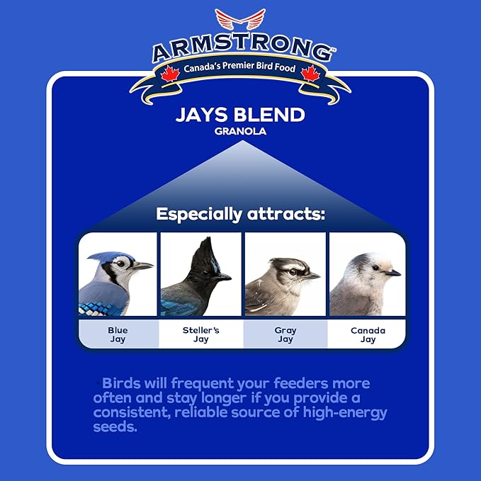 Armstrong Wild Bird Food Royal Jubilee Jays Blend Granola Stack, 4.94oz (Pack of 4) High-Energy Treat with Sunflower Seeds, Peanuts & Corn - Ideal for Granola Stack Feeders