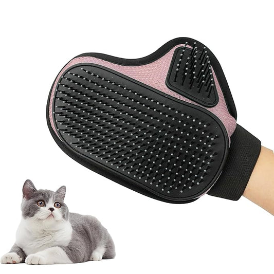 Pink Pet Hair Removal Glove Breathable Cat Slicker Brush Glove for Shedding Pet Grooming Mitt for Long&Short Haired Cats and Dogs Bath Massage
