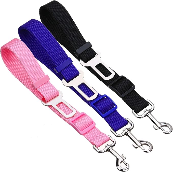 Elisel Elisel 2 Packs Adjustable Length Pet Dog Cat car seat Belt Pet seat Belt Pet Accessories for Dogs Cats and Pets (Blue)