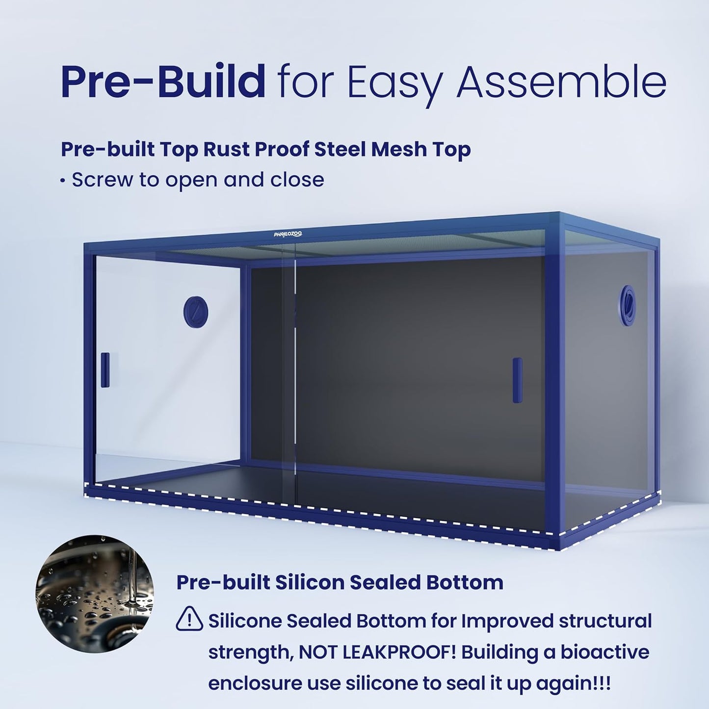 120 Gallon Bearded Dragon Tank,48" x 24" x 24" Reptile Tank with Sliding Door Top Screen Ventilation, Front Opening Reptile Enclosure for Easy Maintenance