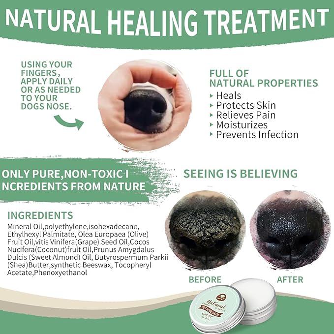 Snout Soother Nose Balm for Dogs & Cats - Natural Healing & Moisturizing Balm for Dry, Cracked Snouts - Plant-Based, Soothing Skin Formula