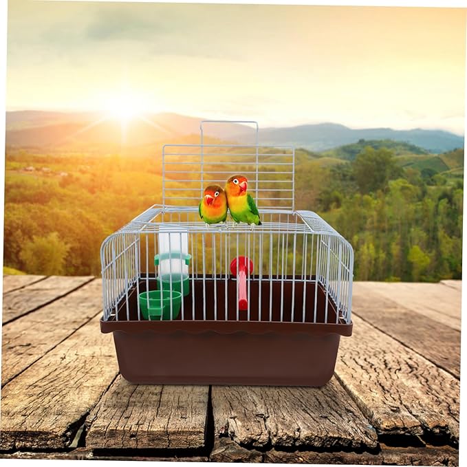 MERRYHAPY Multi-Functional Bird Cage for Parrots and Lovebirds Portable Travel Carrier with Spacious Design Easy Access for Feeding and Comfortable Perch for Animals