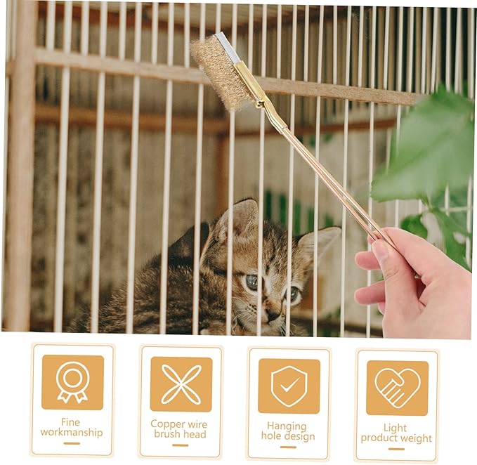 Milisten 1set Professional Handle Bird Cage Brush Wire Cleaning Tool for Bird Droppings Parrot Cage Maintenance and Easy Access to All Corners