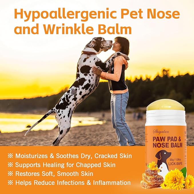 Lick-Safe Dog&Cat Paw & Nose Balm Stick - Soothing Moisturizer for Dry, Cracked Paws & Snout, Natural Pet Healing Balm with Shea Butter, Portable Stick for Dogs & Cats, 1.06 oz (2)