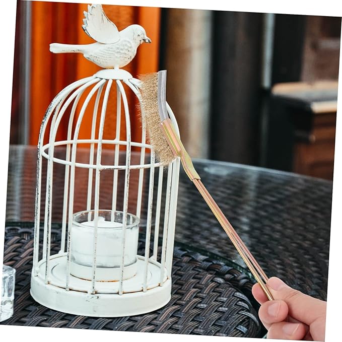 1set Handle Bird Cage Cleaning Brush Two Brush Wire Cleaner for Easy Removal of Bird Poop and Debris for Parrot