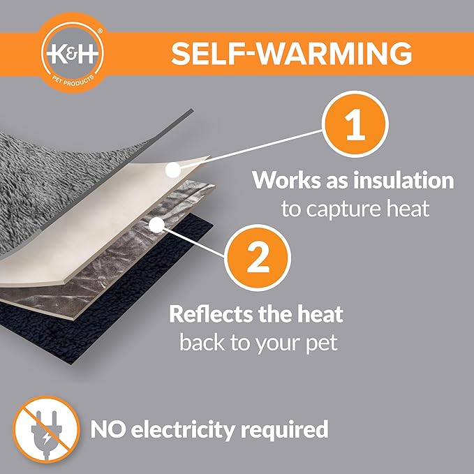 K&H Pet Products Self-Warming Cat Bed Pad,Self Heating Pad for Outdoor Cat Houses,Warming Mat for Indoor Pet Beds&Furniture,Reversible Blanket,Washable-Small 21 X 17in Oatmeal/Chocolate,(Pack of 6)