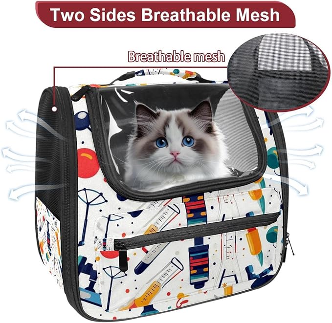 Colorful Science Education (2) Pet Carrier Soft Sided Carrier for Small Medium Cats Dogs