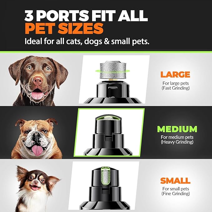 Whisper Quiet Dog Nail Grinder with 4 LED Lights, Safe & Stress-Free for Sensitive Dogs Cats of All Breeds & Sizes, 3 Grinding Bits, 3-Speed, Pet Nail Trimmers, Rechargeable Painless Grooming Kit