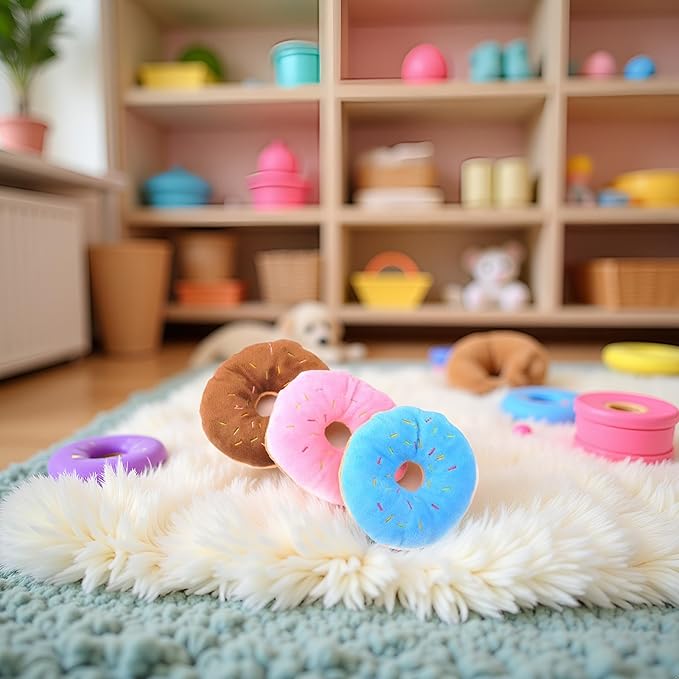 Multicolour Pet Toy Donut-Shape Squeaky Squeaker Puppy Dog Pet Cat Kitten Sound Chews Toy Random Color Sturdy and Practical Simple and Sophisticated Design Pet Supplies