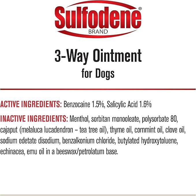 Sulfodene Dog Wound Care 3-Way Ointment, Relieves Pain & Prevents Infection For Dog Cuts, Scrapes, Bites and Injuries, 2 Ounce