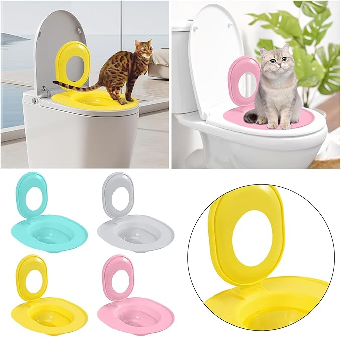 Cat Toilet Seat Training Kit,Reusable Plastic Trainer for Pet Cleaning,Removable Pet Toilet Training System,Portable Trainer for Home Pet Shop Pet Care,Easy Installation,Stable and Durable (Pink)