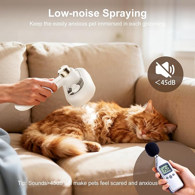 Cat Brush for Shedding, 2026 Upgraded Mist Spray & Self Cleaning Slicker Brush for Indoor Cats & Dogs, Pet Steam Brushes Rechargeable, Skin Friendly Pet Grooming Comb with 180° Rotating Handle