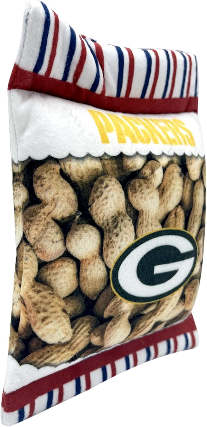 NFL Green Bay Packers Crinkle FINE Plush Dog & CAT Squeak Toy - Cutest Stadium Peanuts Snack Plush Toy for Dogs & Cats with Inner Squeaker & Beautiful Baseball Team Name/Logo
