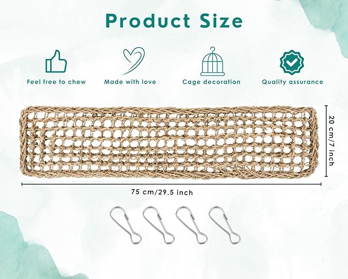 DS. DISTINCTIVE STYLE Bird Seagrass Mat Natural Grass Woven Net Hammock Bird Cage Accessories Bird Bridge for Pigeon Macaw Cockatiel Conure Budgie Cockatoo Rat Bearded Dragon