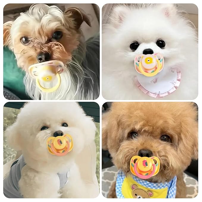 Puppy Kitten Pacifie, Pet Dog Silicone Pacifier Toy, Puppy Calming Chews for Dog Cat, Silicone Pacifier Accessories for Dog Cat (Upgrade Version: Pink+Yellow+Green)