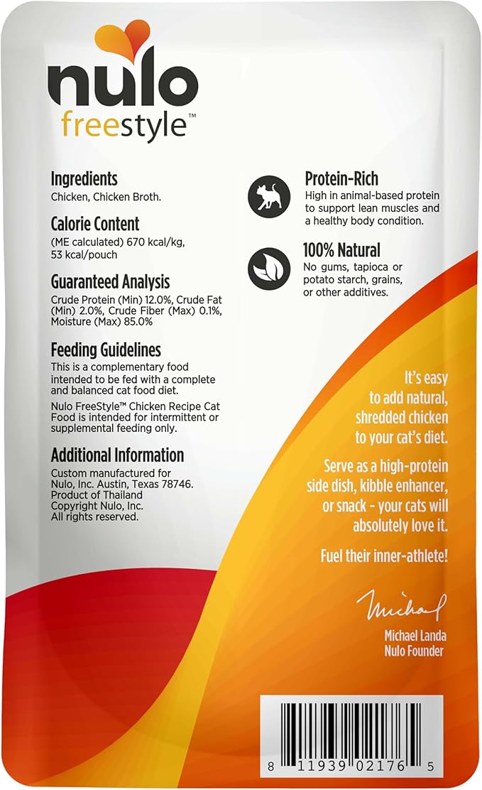 Nulo Freestyle Cat & Kitten Wet Cat Food - Chicken in Broth, Grain-Free, High Protein Soft Food Topper Treat, 2.8oz Pouches (Pack of 24)